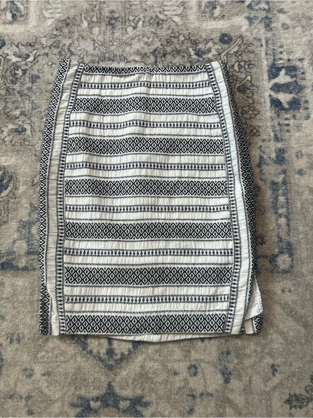 LOFT Black & White Patterned Pencil Skirt - Classic Stripe